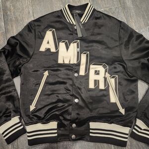 AMIRI Black and Cream Varsity Jacket